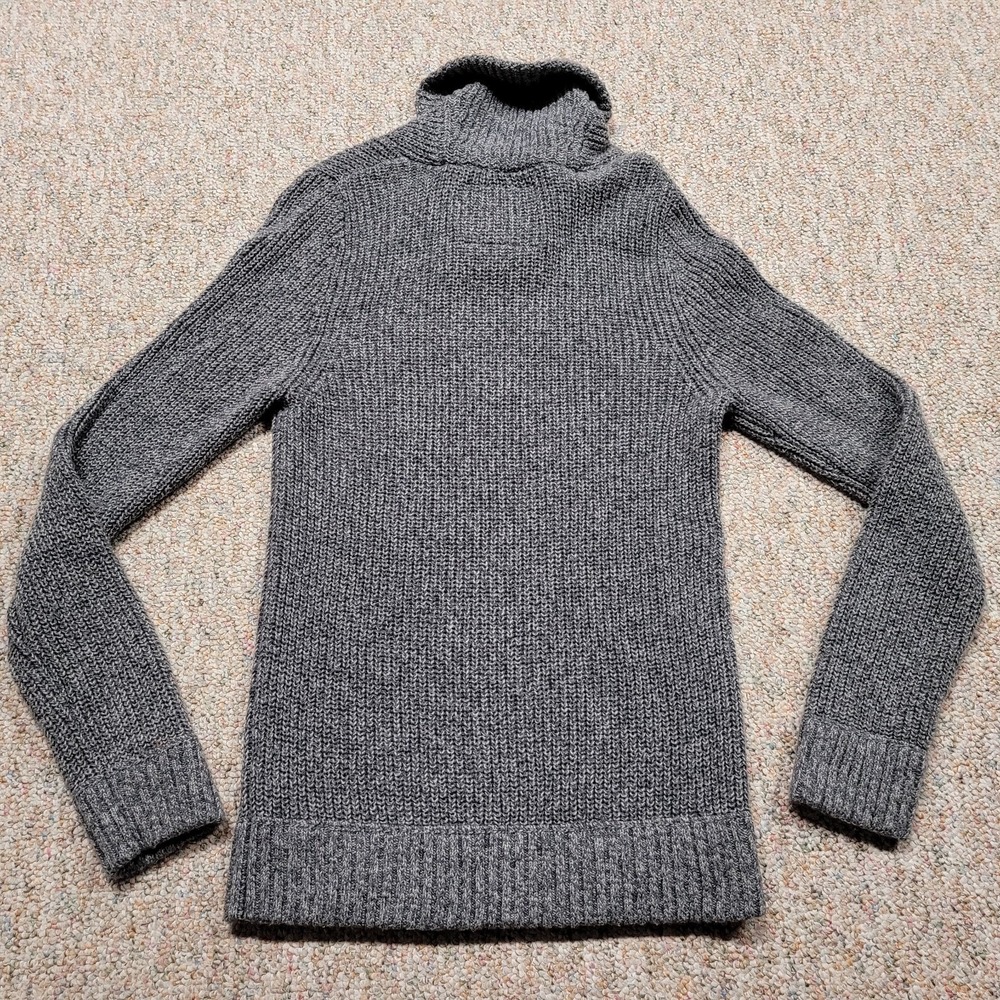 Abercrombie & Fitch Sweater Mens XL Gray Shawl Collar Fisherman Knit Moose Slim - Picture 14 of 15